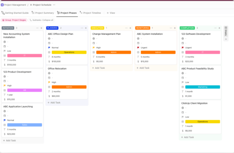 ClickUp Project Schedule Template: Map tasks deadlines and dependencies to keep every phase of your project on track