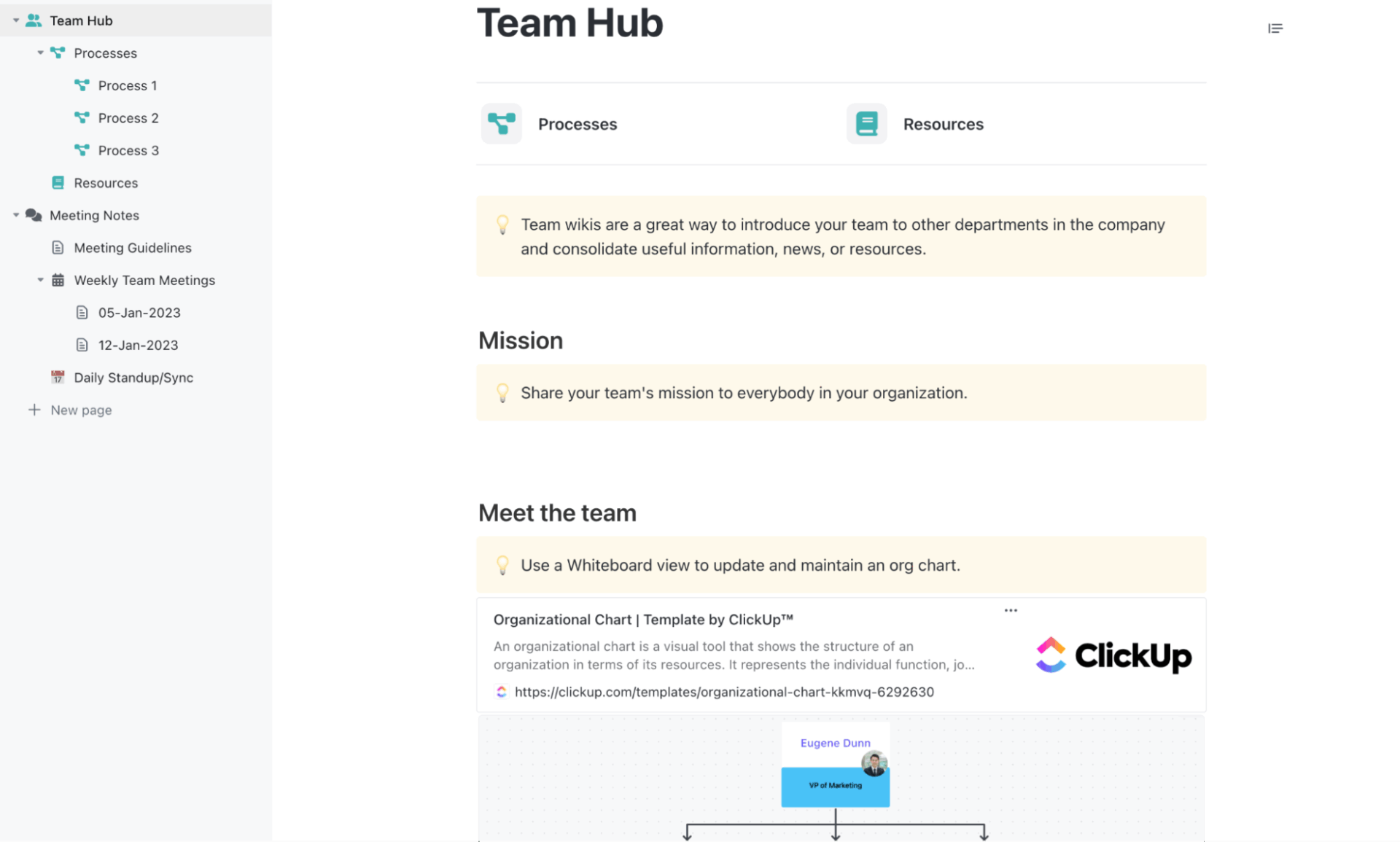ClickUp Team Docs Template