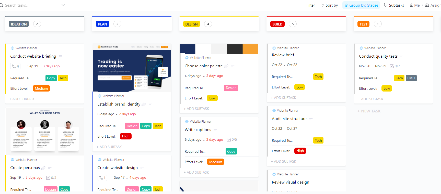 ClickUp Website Planner