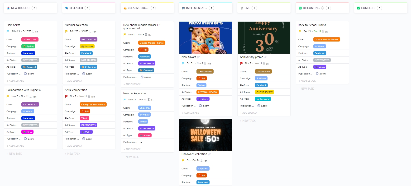 ClickUp Advertisement Template for your campaigns