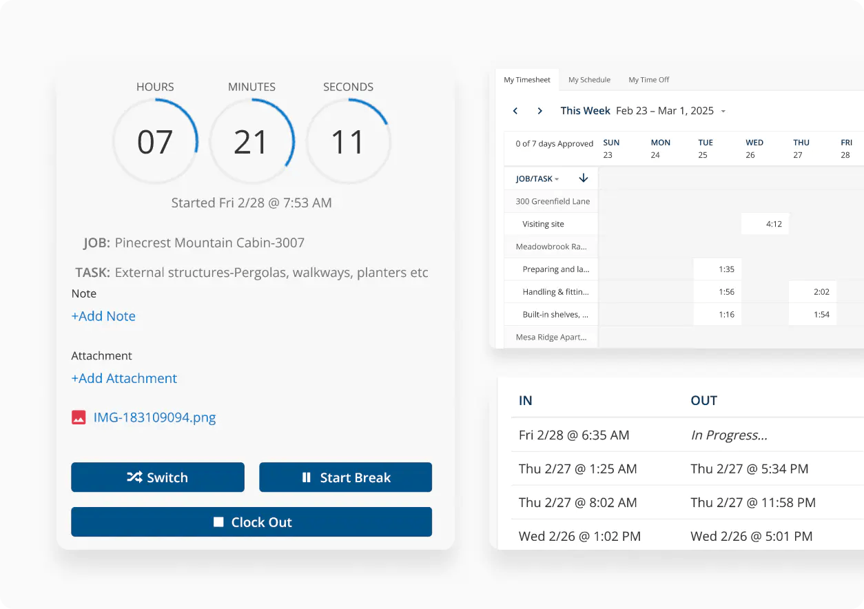 ClockShark: GPS time tracking scheduling and job management app for construction field service teams: workmax alternatives
