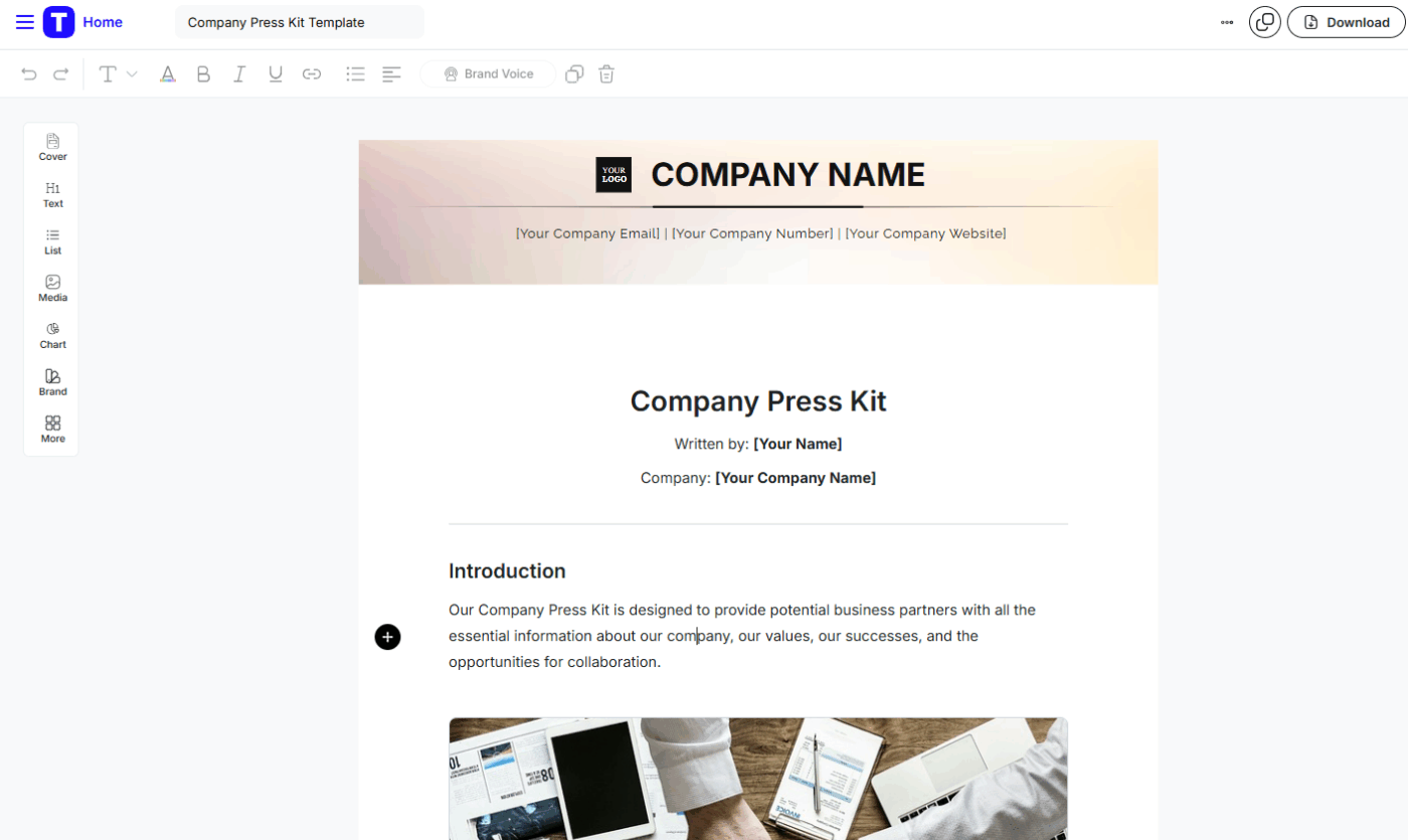 Company Press Kit Template by Template.Net- Press kit template