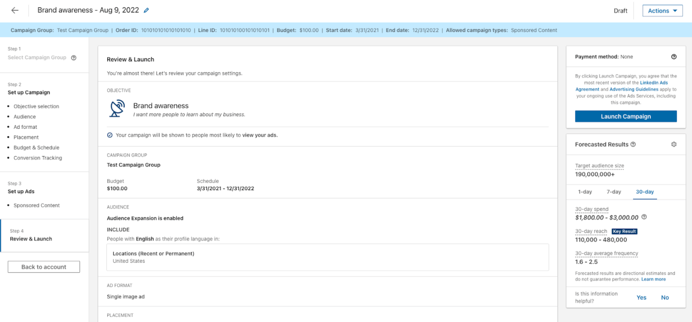 LinkedIn ads guide review stage