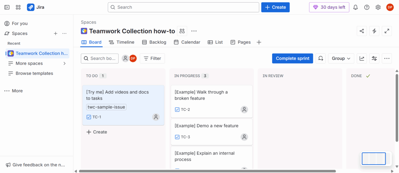 Jira: Creating a project board and naming it 