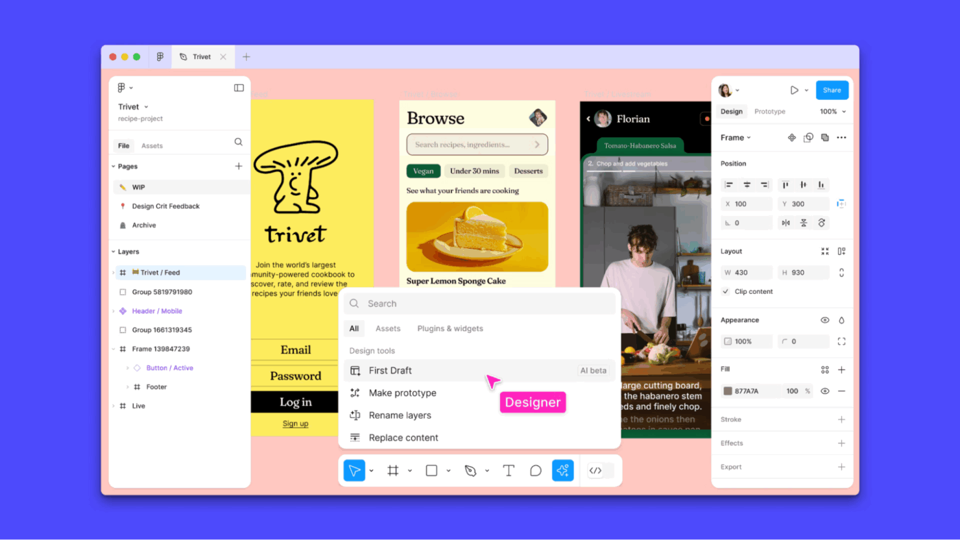 Figma AI prompts to design generated UI images