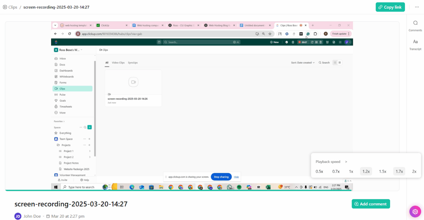 How to adjust playback speed in ClickUp Clips