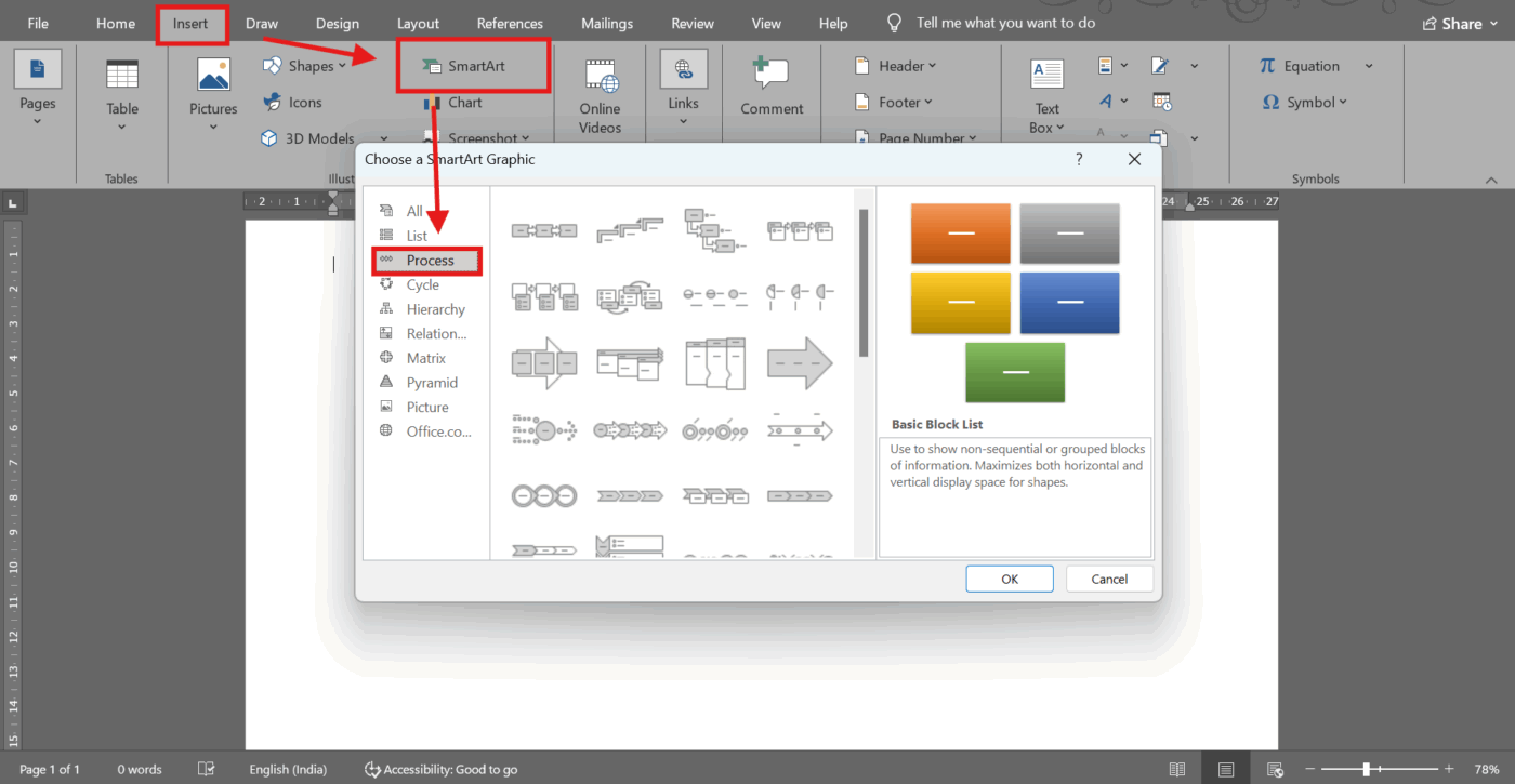 Various timeline styles in Microsoft Office
