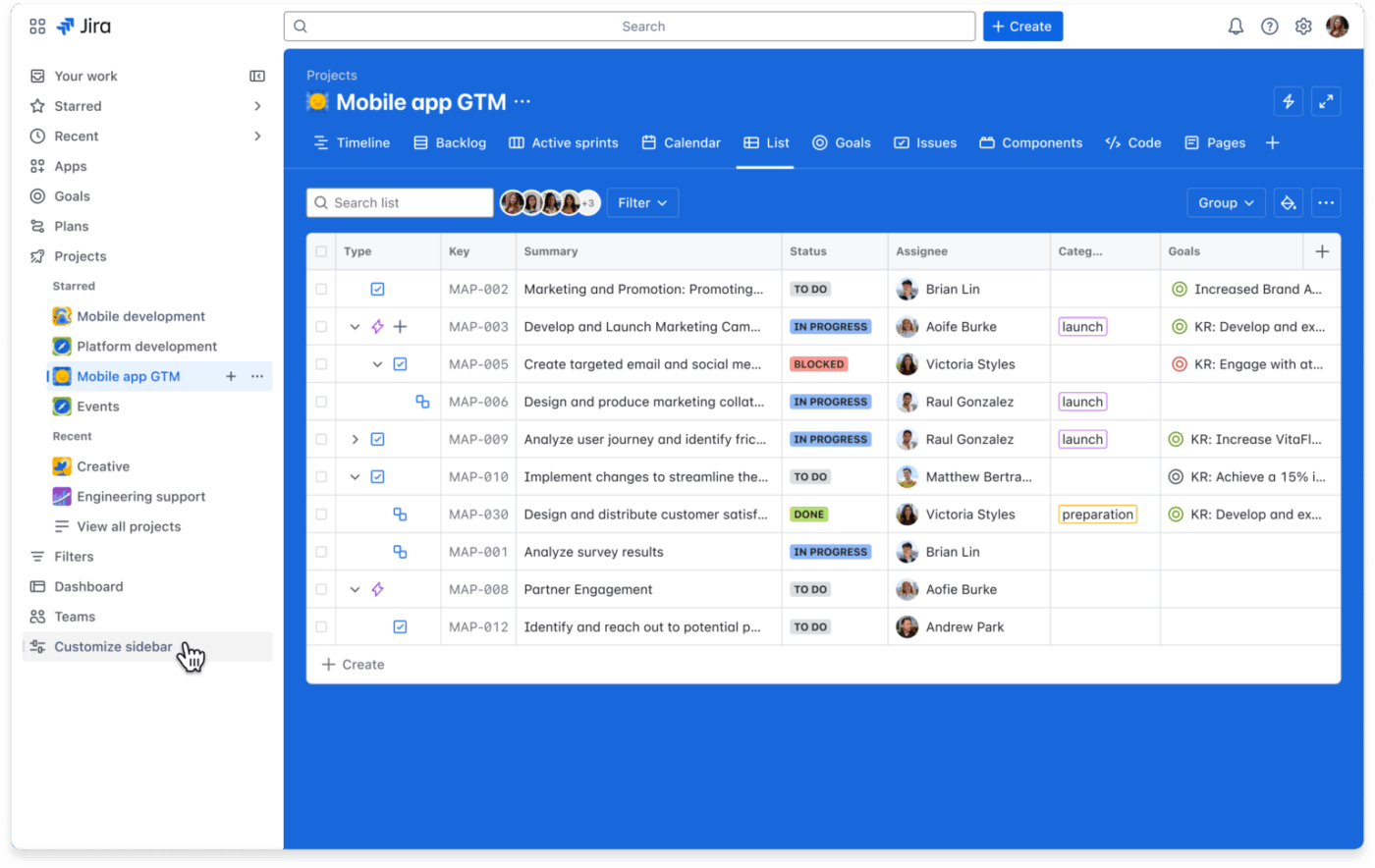 Jira: Dashboard that helps teams see progress as Jira integrates to identify areas needing attention