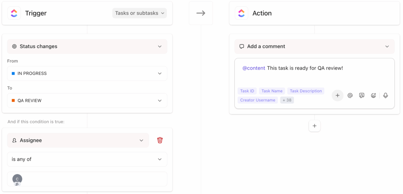 ClickUp Automations: Build custom triggers and conditions to ensure your work keeps flowing smoothly