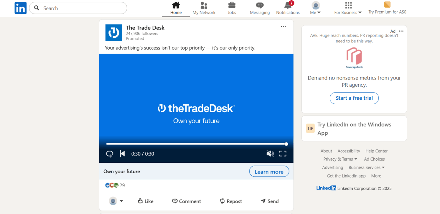 LinkedIn advertising campaign with video