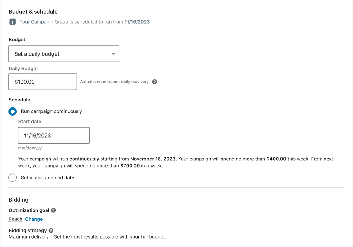 Campaign cost and budget for LinkedIn ads guide