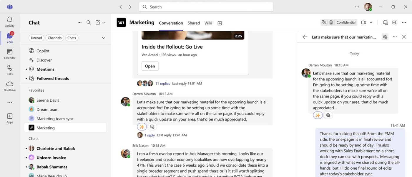 Microsoft Teams: Combine meetings, chat, and executing granular tasks to enable just detailed planning