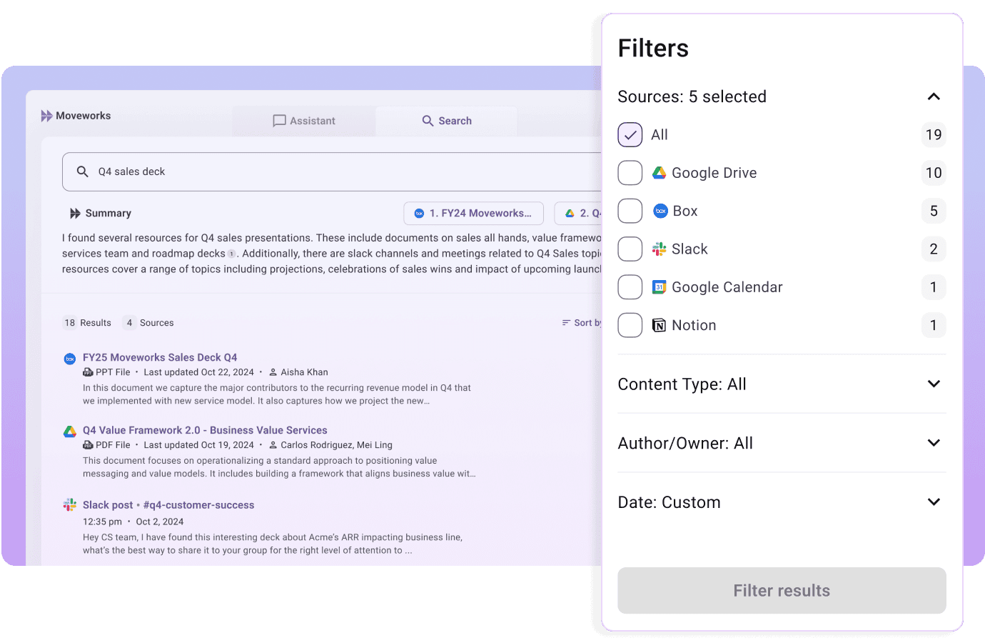 Moveworks features2- Advanced enterprise search engine