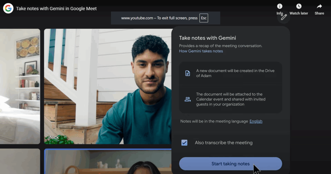Note taker GMeet- AI notes and recaps 