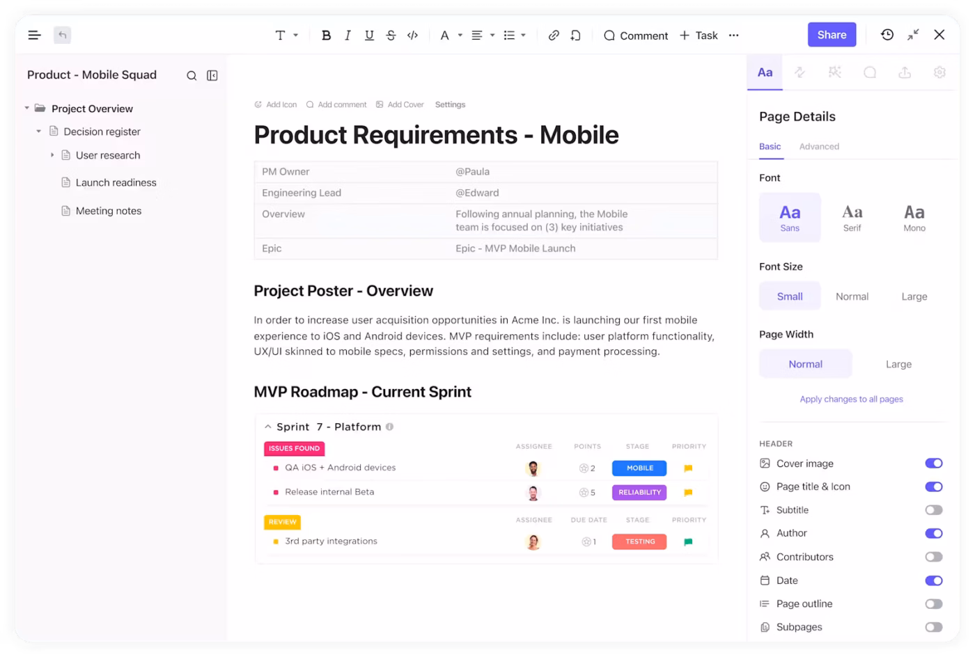 ClickUp Docs: How to build a MMP