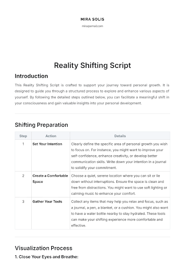 Reality Shifting Script Template by Template.Net