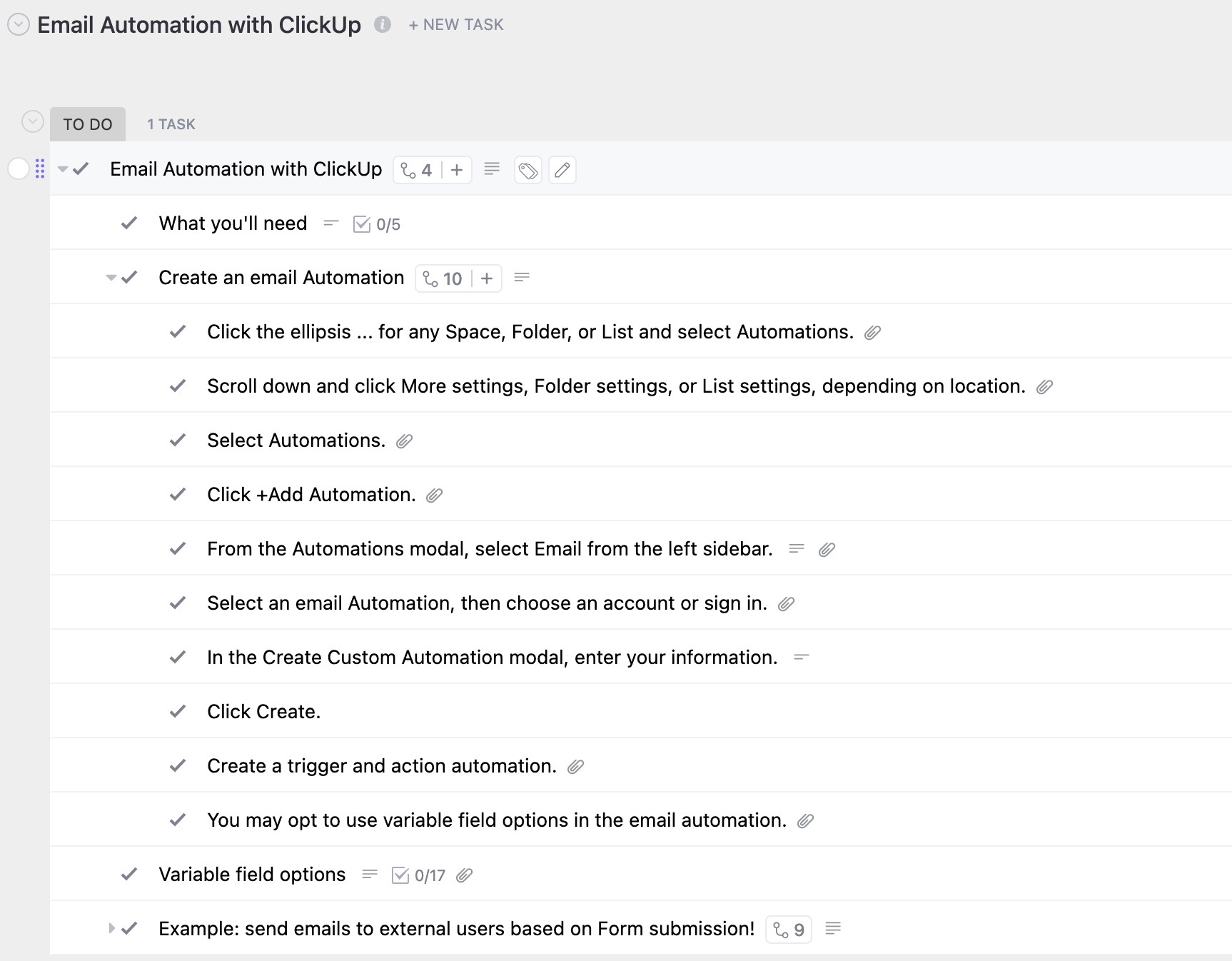 Integrate email capabilities to enhance your project management with ClickUp’s Email Automation Template