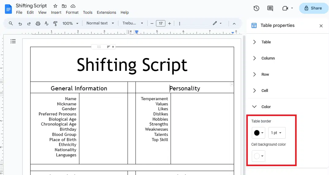 Shifting Script Template by SpreadsheetPoint