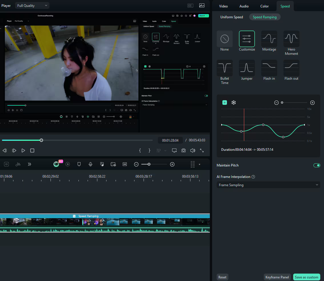 How to Speed up a Screen Recording- Step3 Adjusting playback speed via Filmora