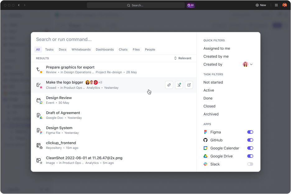 ClickUp AI search
