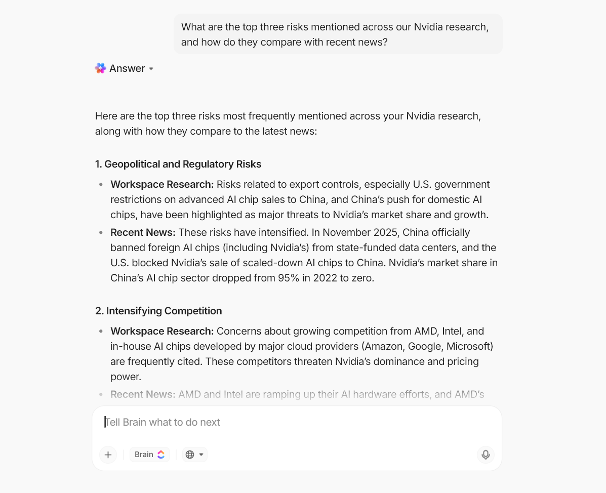 Unlock smart insights from your workspace with ClickUp Brain MAX