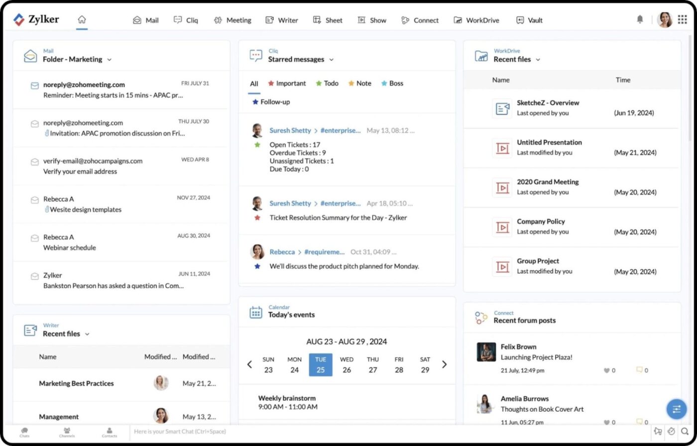 Zoho Workplace: Helps teams log information clearly to maximize workflow clarity and benefit