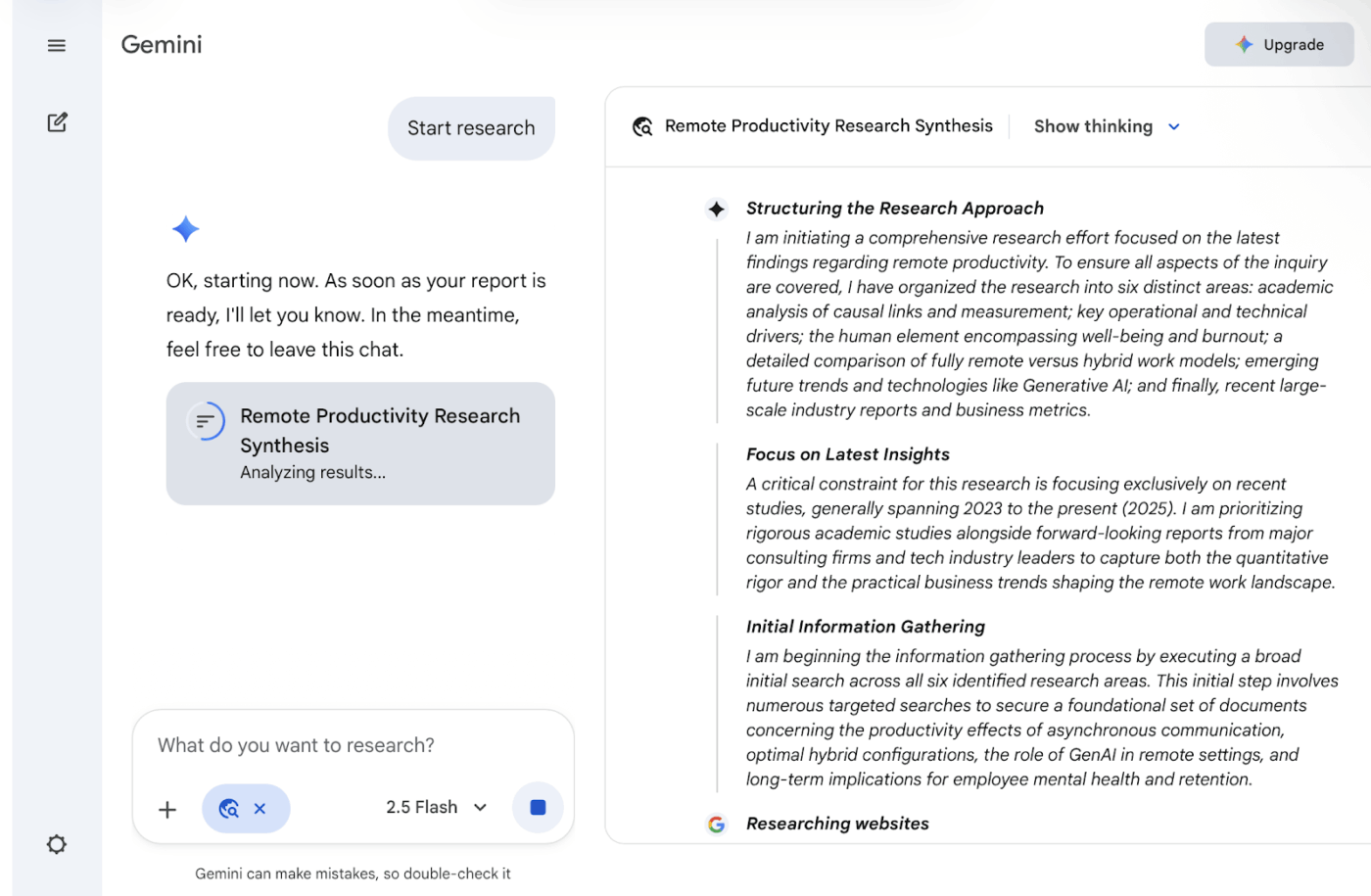 Gemini: Emphasis on research synthesis and writing
