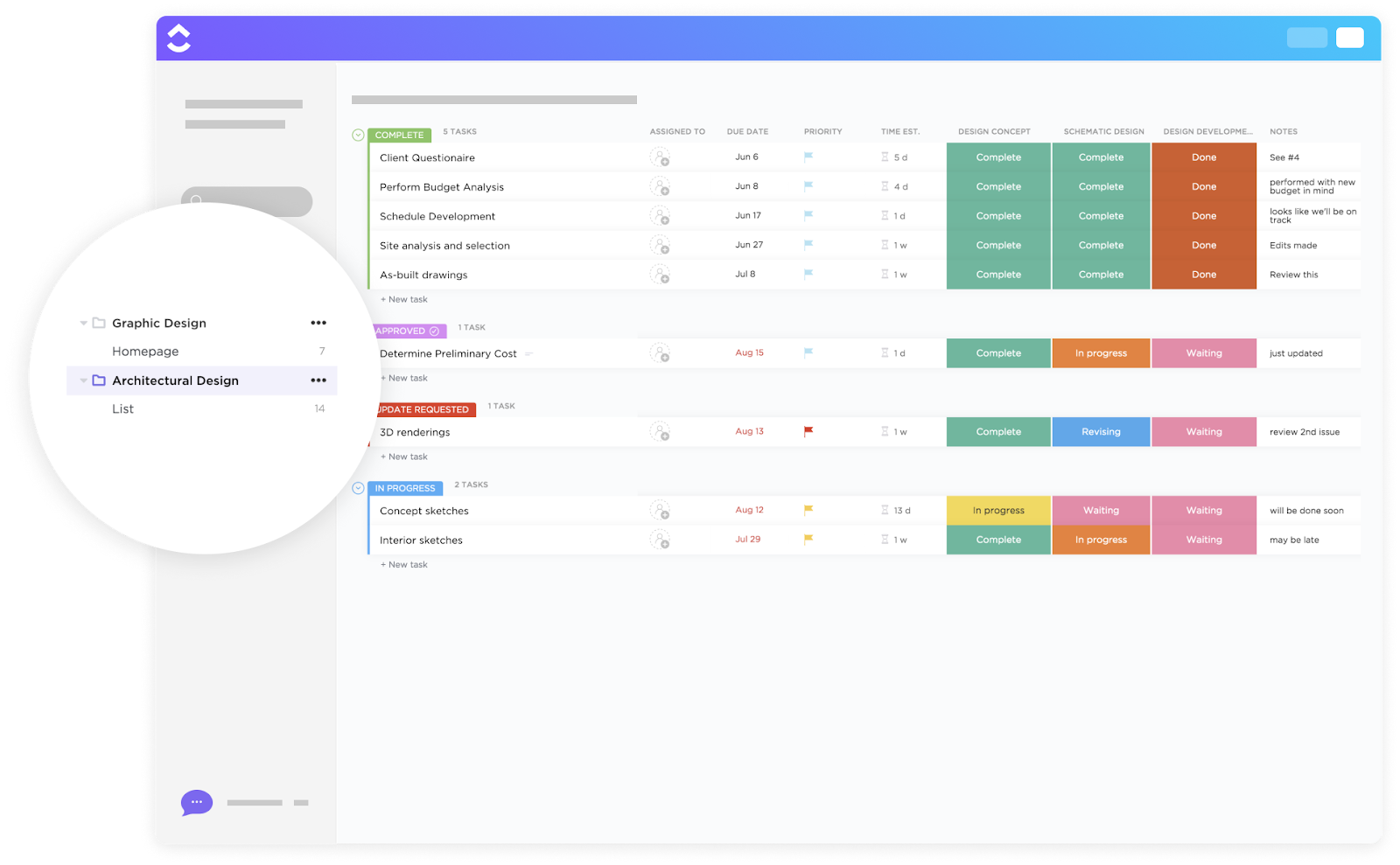 ClickUp's Architectural Design Template