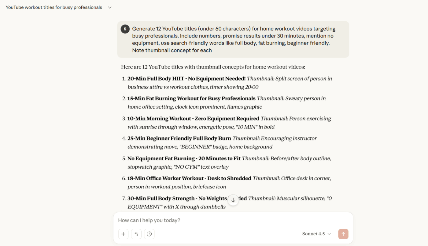 Claude AI-prompts voor ideeën of een beknopte samenvatting