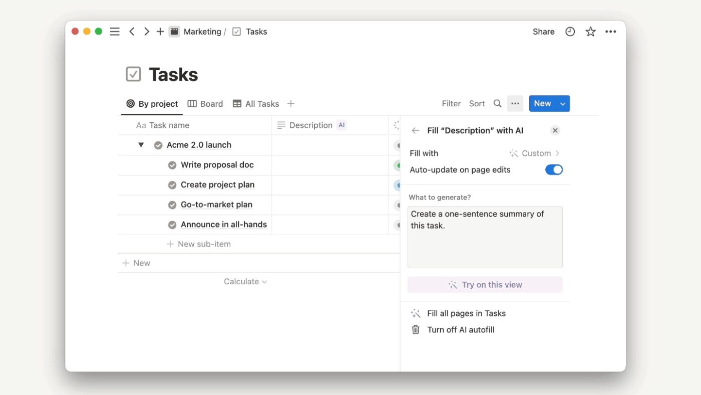 Notion AI Dashboard: pm software that auto-identifies redundant tasks