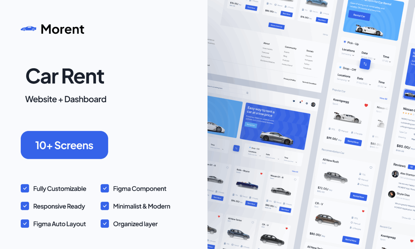 Figma Car Rent Website Design Template: Figma Website Template