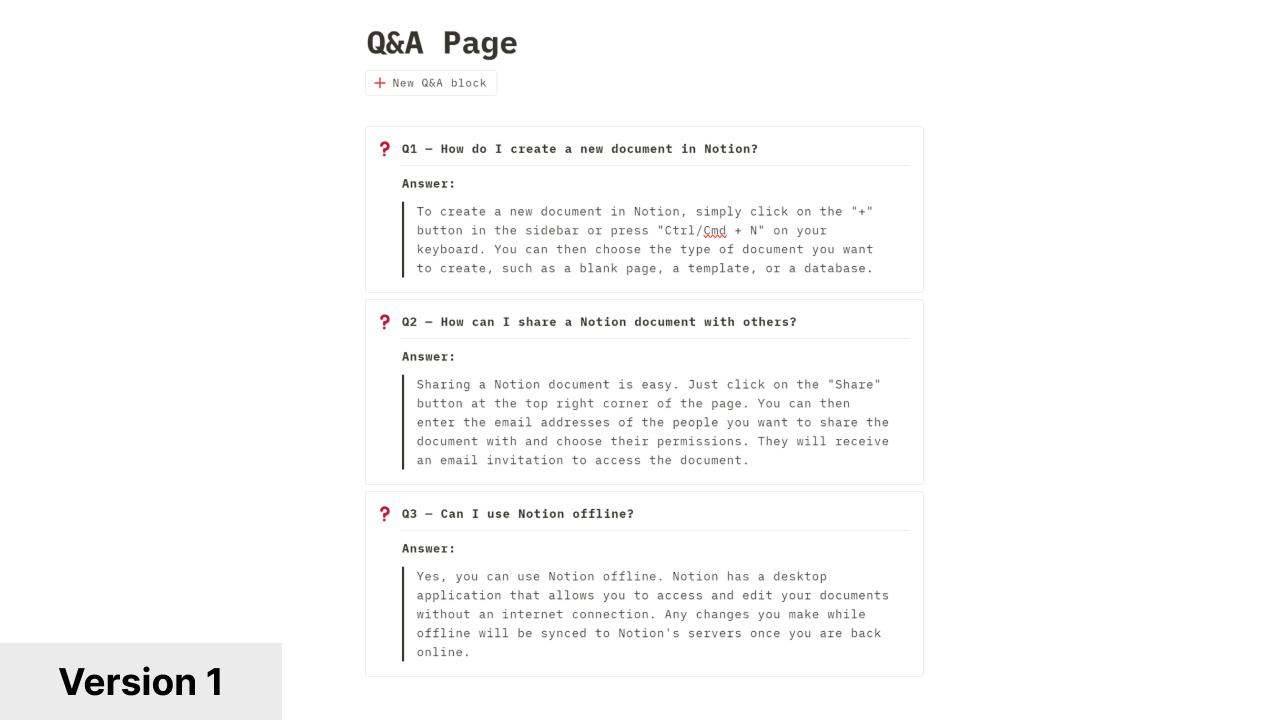 Notion Soru-Cevap Sayfası Şablonu: notion faq şablonu