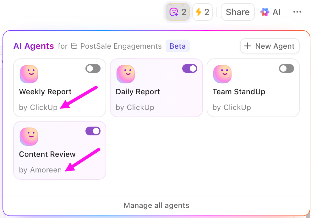Deploy ClickUp’s Autopilot Agents to monitor project progress for you 
