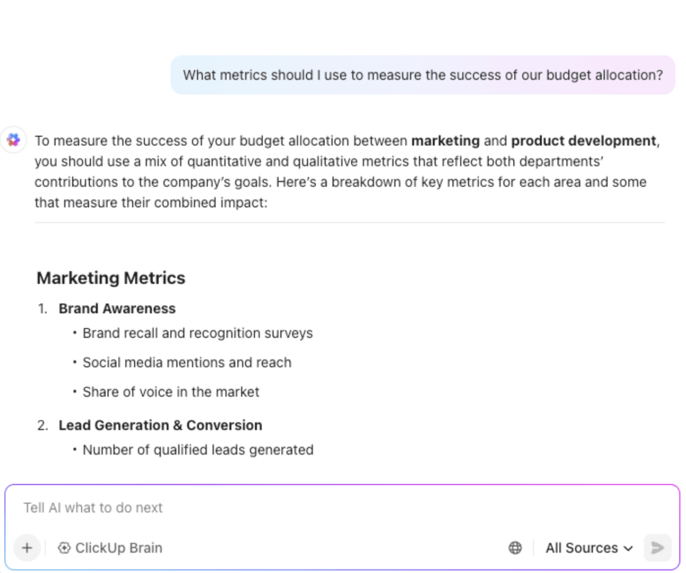 ClickUp Brain surfaces the most important tasks across multiple projects: PM Software to Manage Multiple Priorities