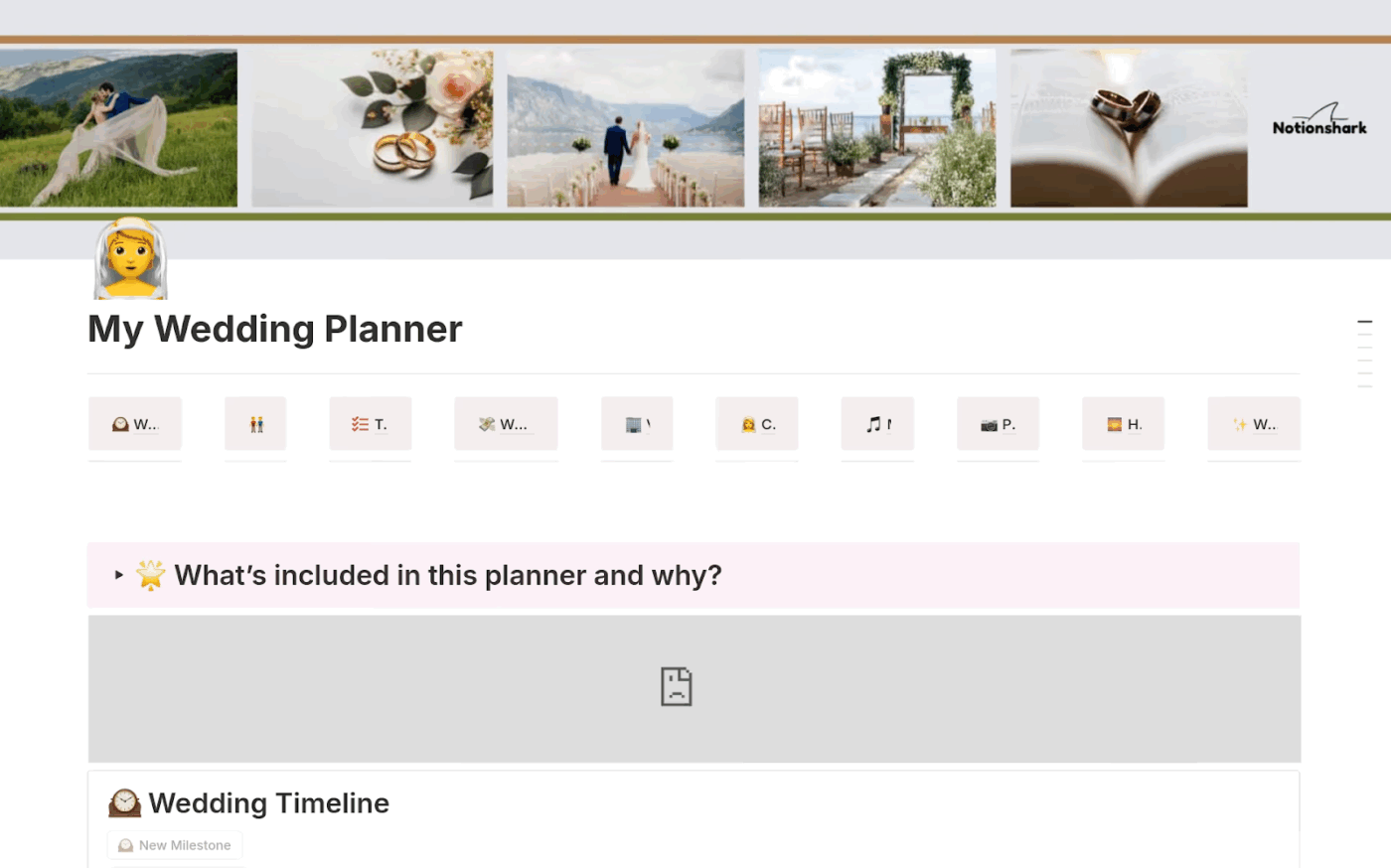 Notion All-In-One Wedding Planner Template: Notion wedding plan template