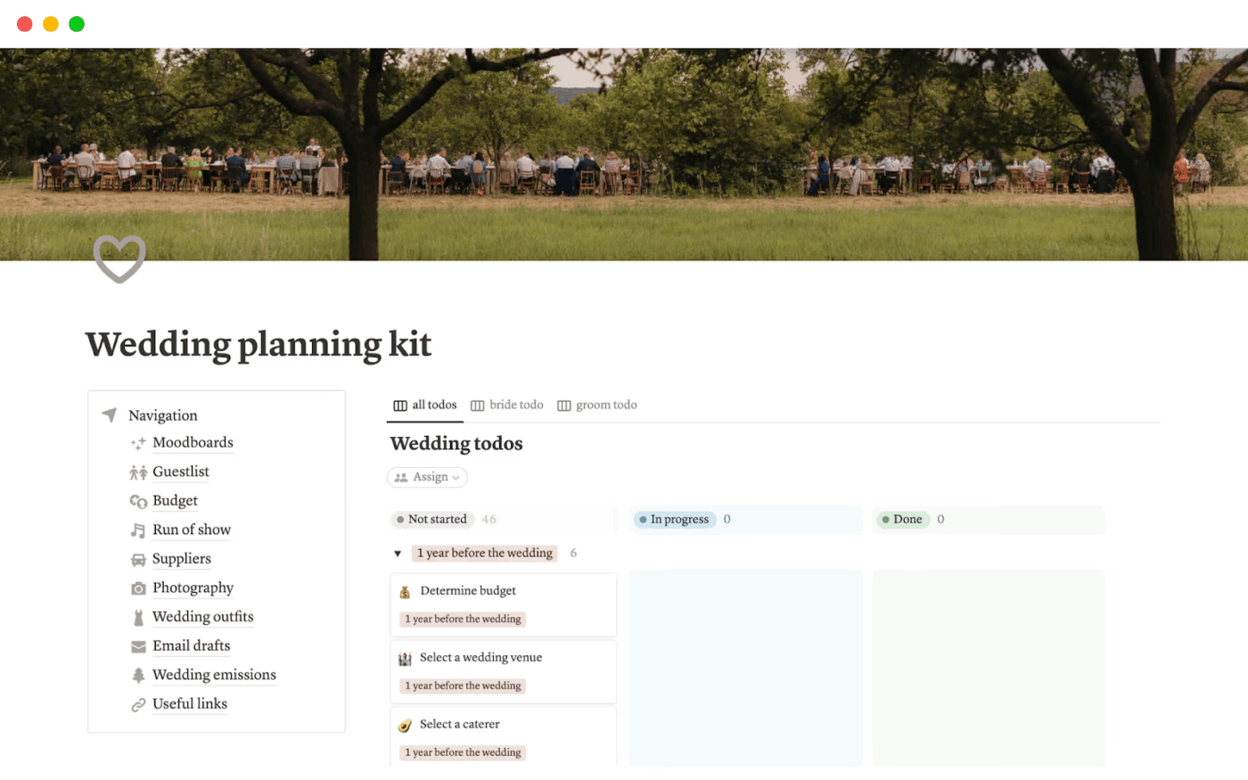Notion Wedding Planning Kit : Notion wedding plan template