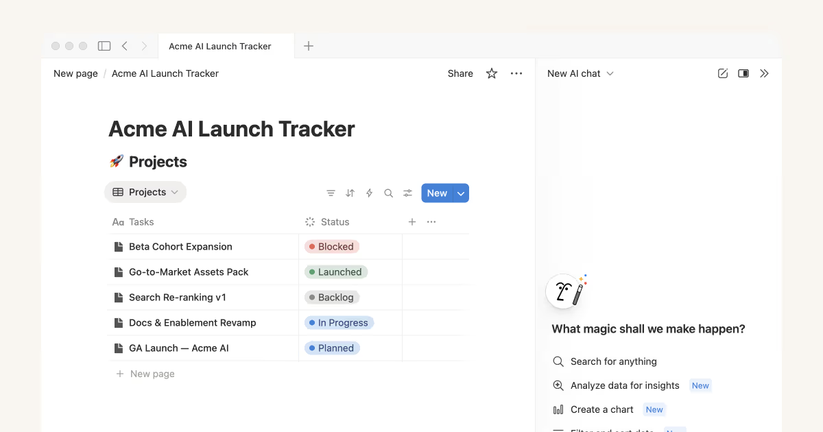 Notion AI Dashboard: Raycast Alternative