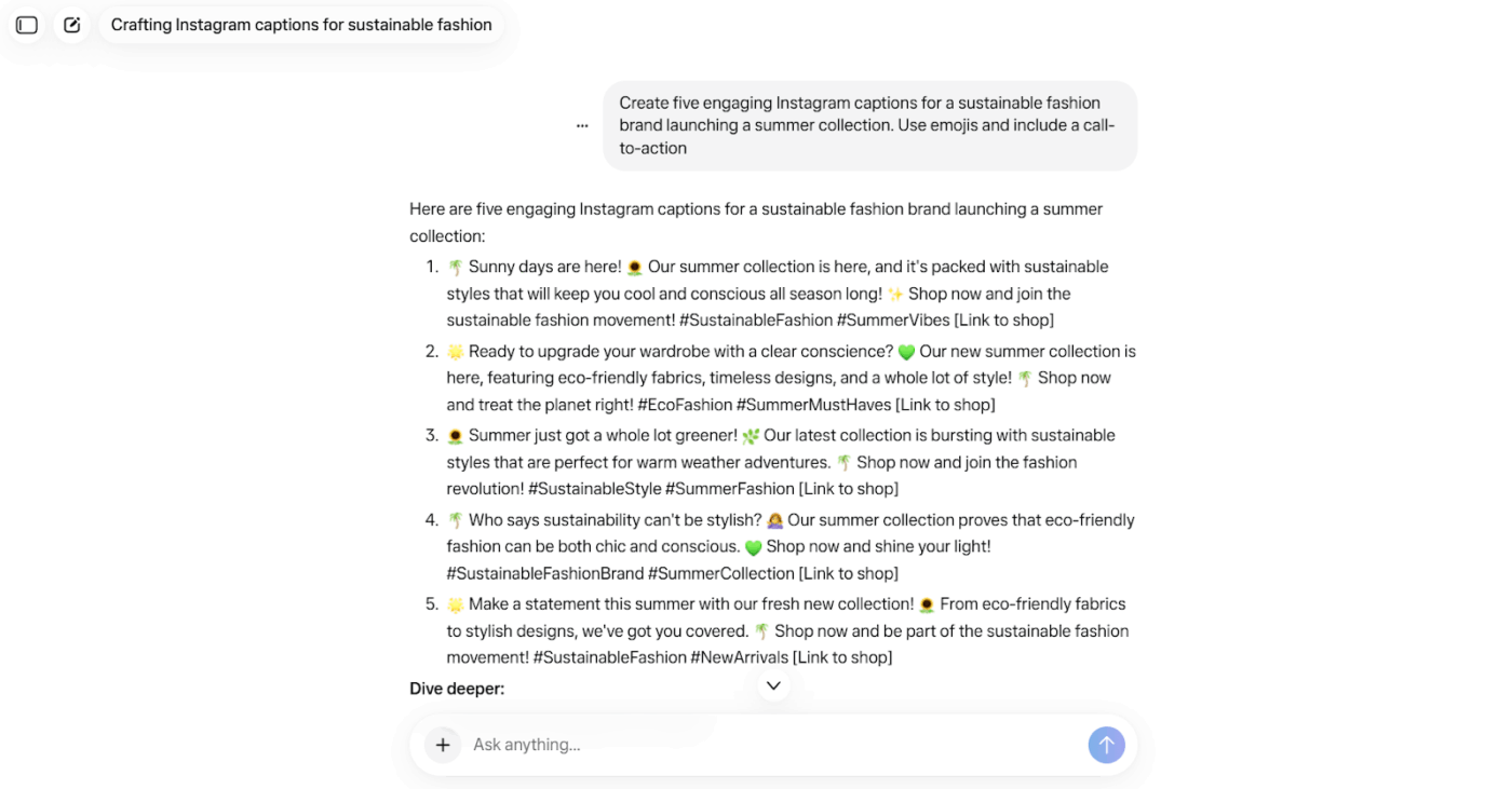 Meta AI prompts for generated content