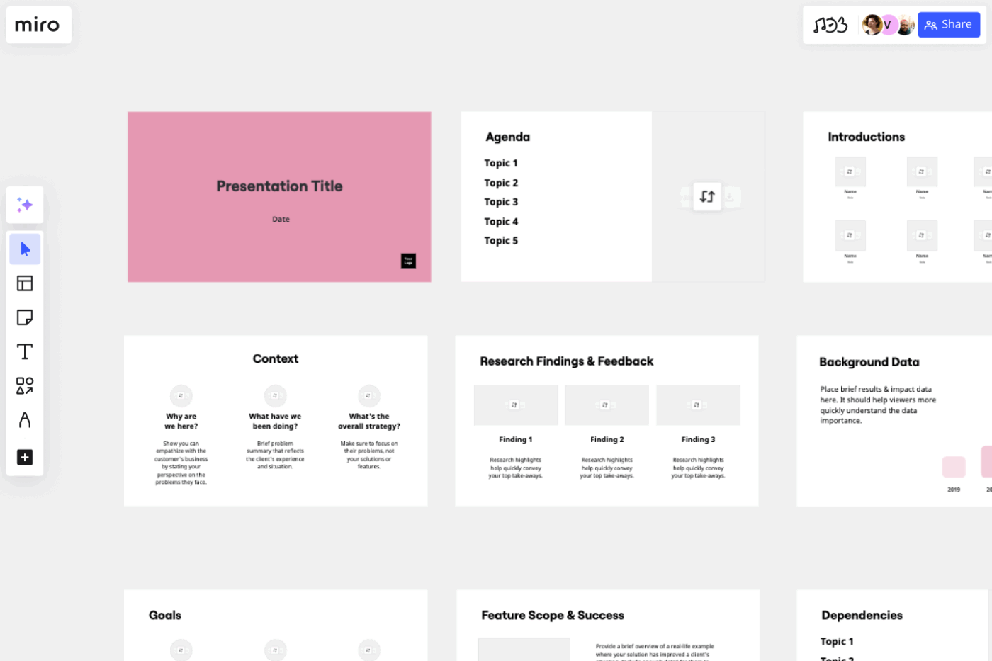 Miro Product Roadmap Presentation Template : Miro presentation templates