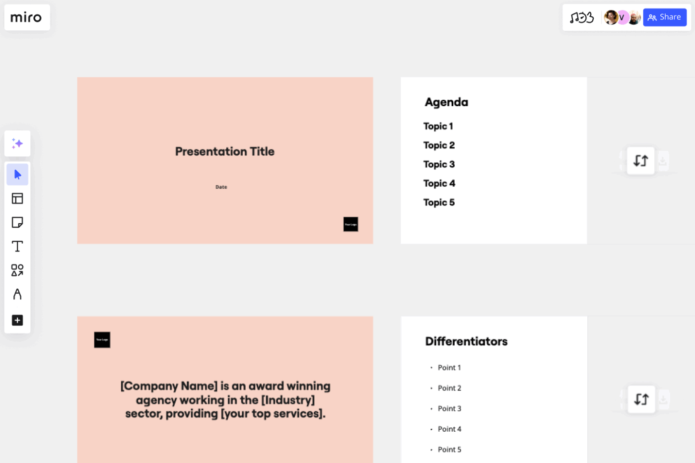 Miro Sales Presentation Template: Miro Presentation Templates