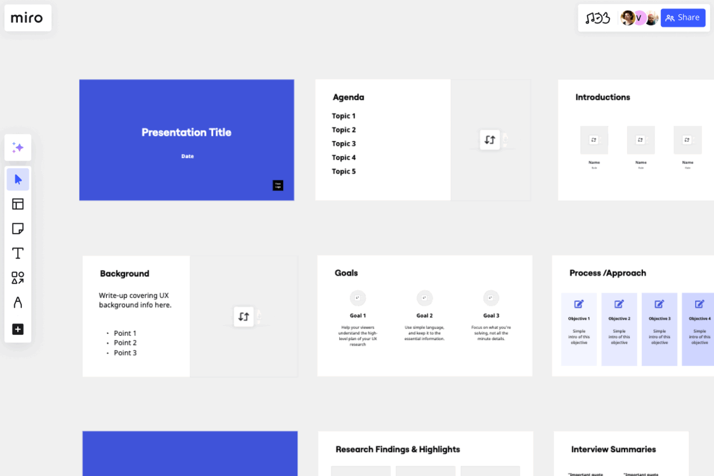 Miro UX Presentation Template : Miro presentation templates