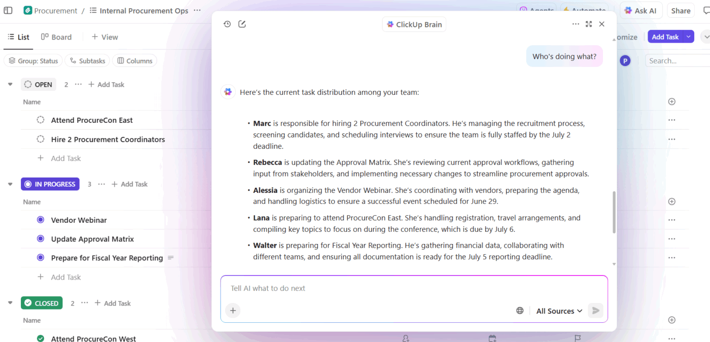 ClickUp Brain: Use Contextual AI inside your workspace