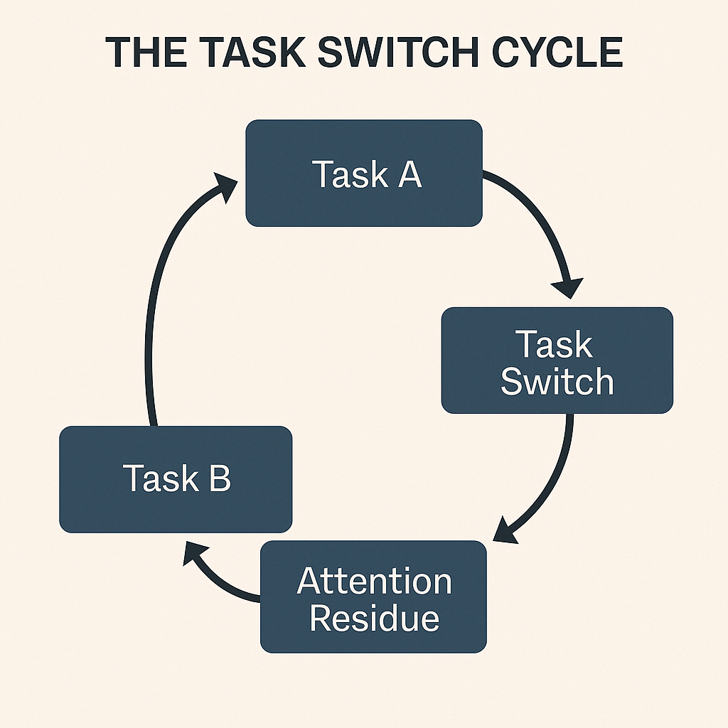 Understand the process of context switching and attention residue