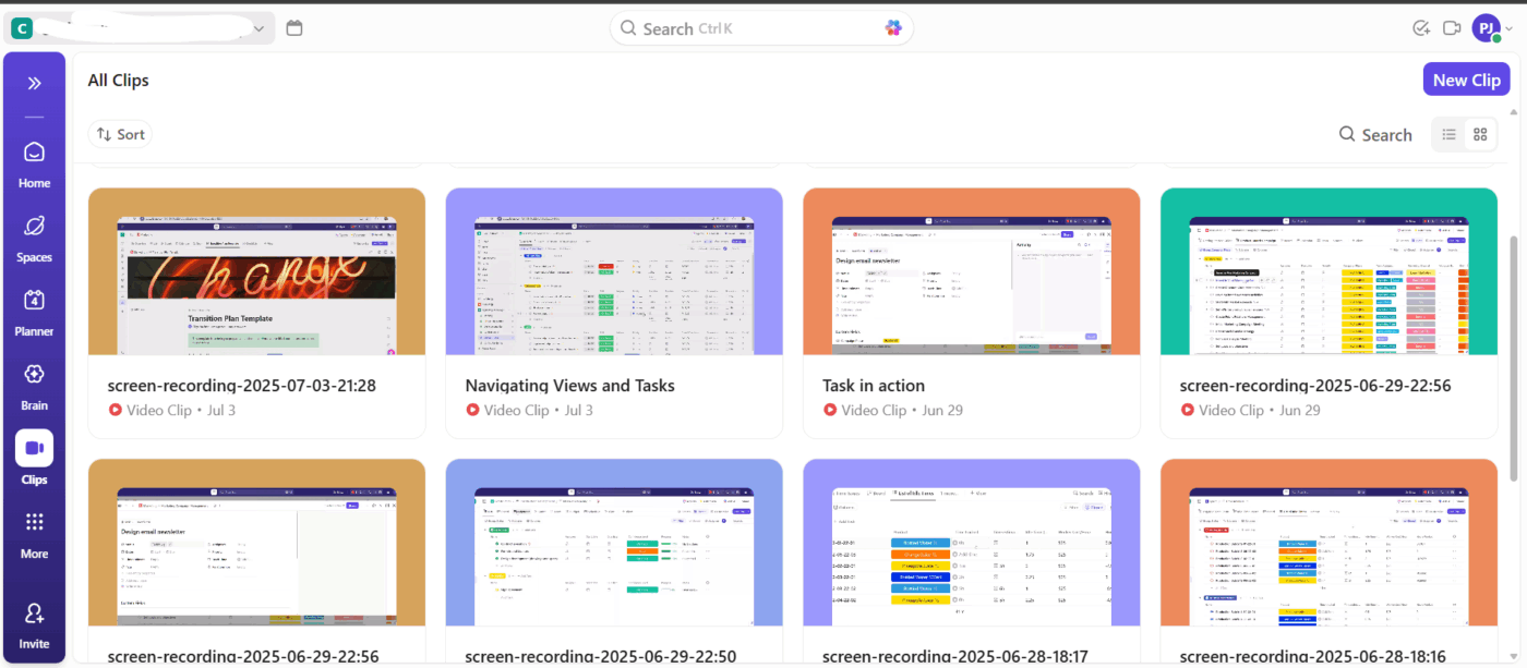 Access the Clips Hub from the left-side bar: how to replace internal brainstorming sessions on Zoom with ClickUp SyncUp