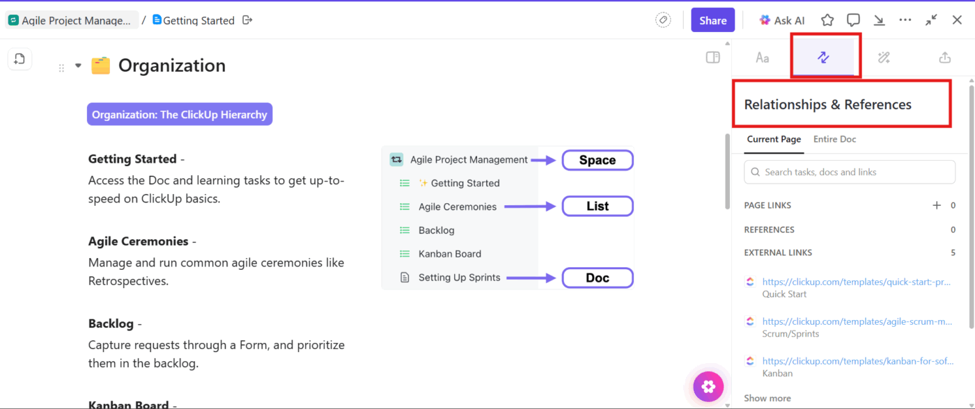 Add relationships and references between tasks and docs: How ClickUp uses AI docs to simplify SOP creation