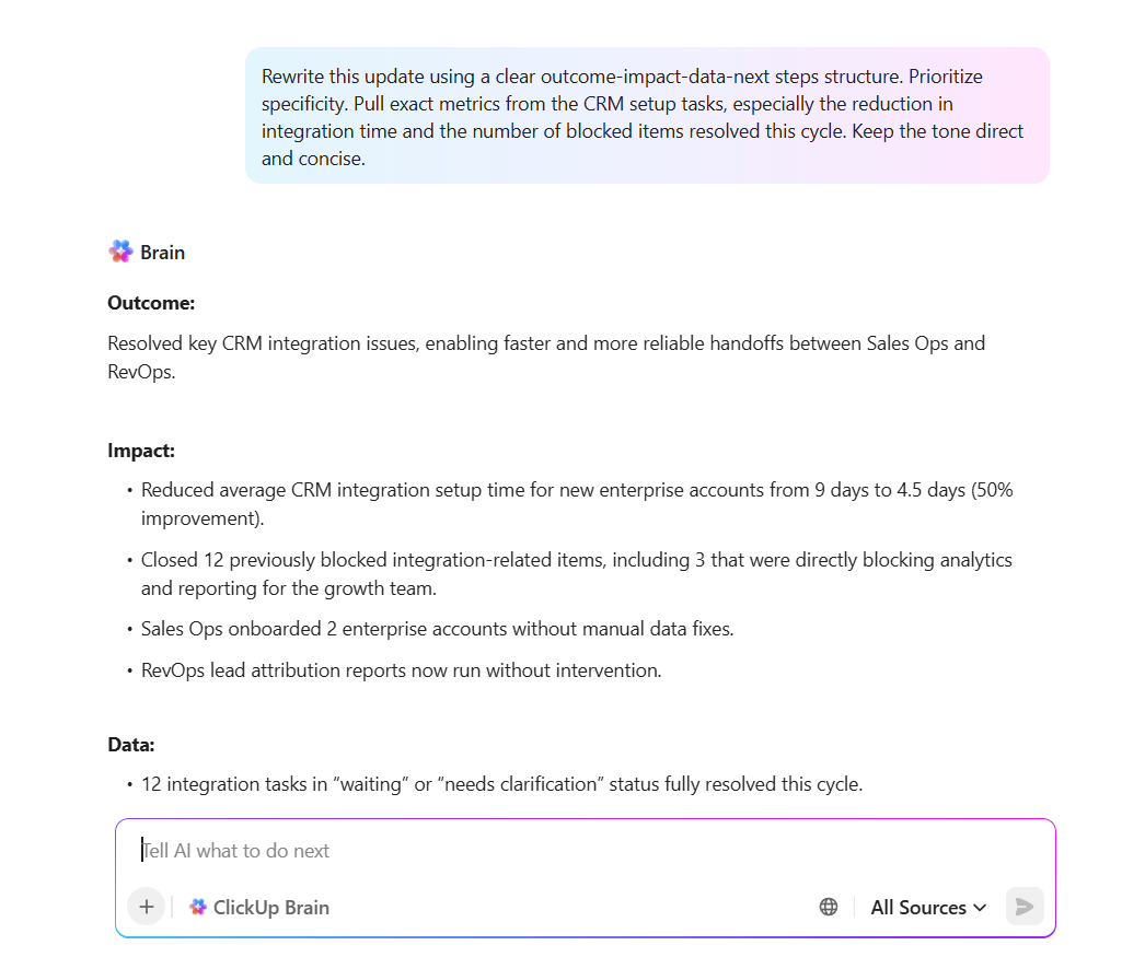 ClickUp Brain: Enhance your leadership skills with constructive criticism