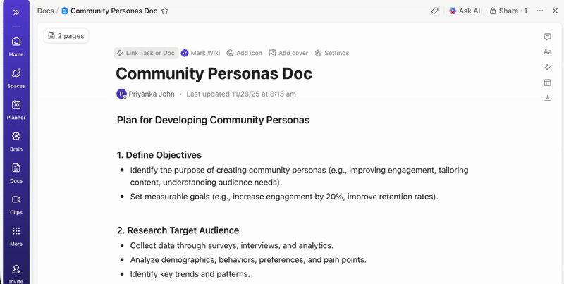 ClickUp Tasks on the free plan
