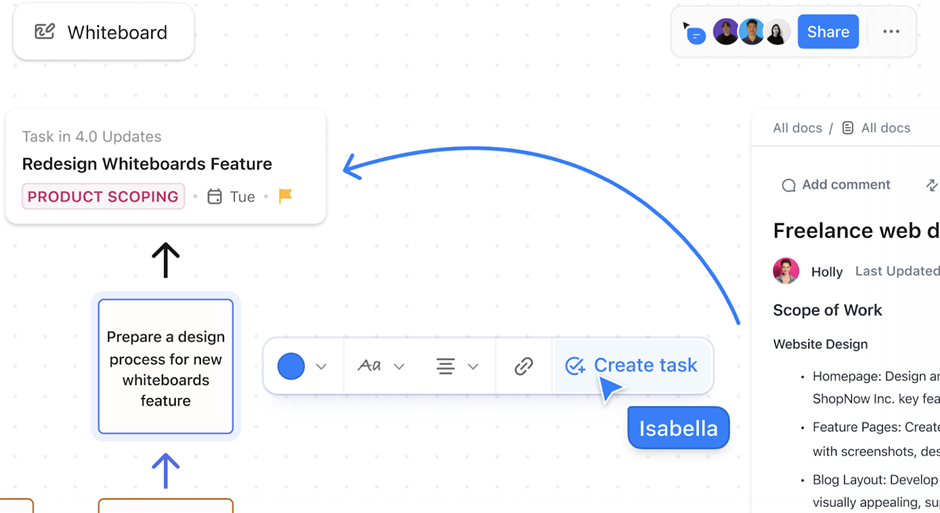 Brainstorm blog post titles and outlines with AI and ClickUp Whiteboards