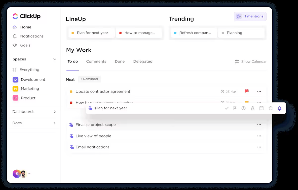 Build a consistent journaling habit with automated ClickUp Reminders