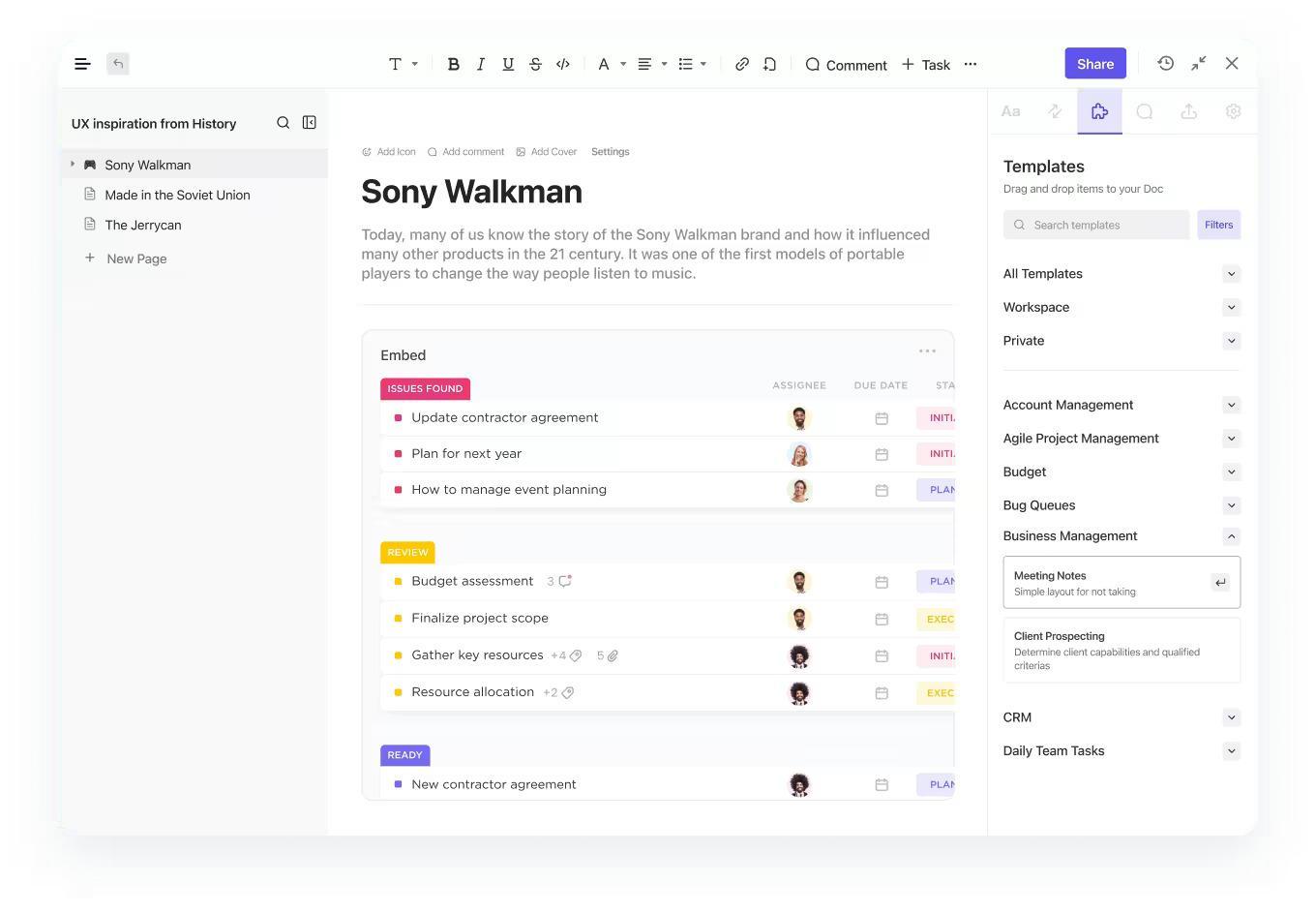 Bouw uw promptbibliotheek in eenvoudige taal met ClickUp Documenten